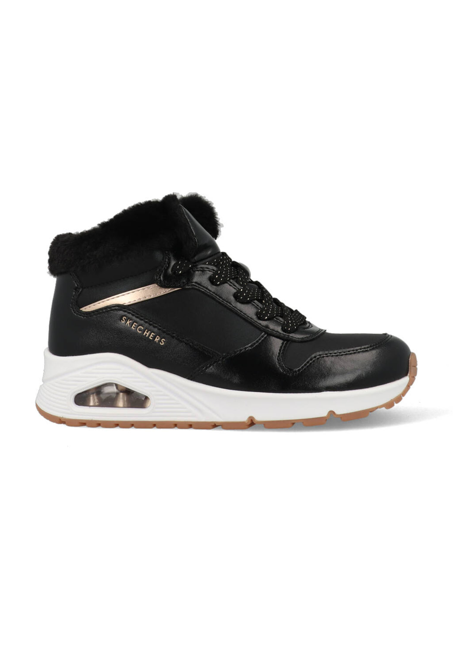 Skechers Mädchen Uno - Cozy On Air Sneaker in Schwarz/Roségold - 310518L